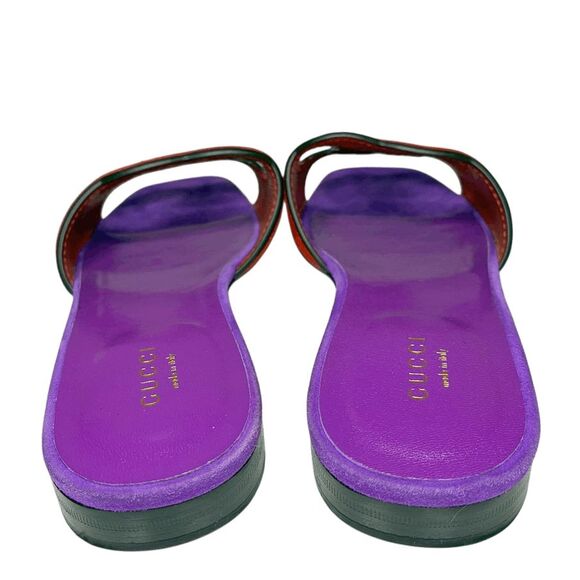 Gucci Kid Scamosciato Interlocking Double G Cut Out Slide Sandals 37.5 Suede - Picture 7 of 11